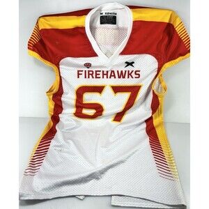 WFA Xenith Firehawks Red, Yellow, and White 2XL Football Jersey CYR # 67